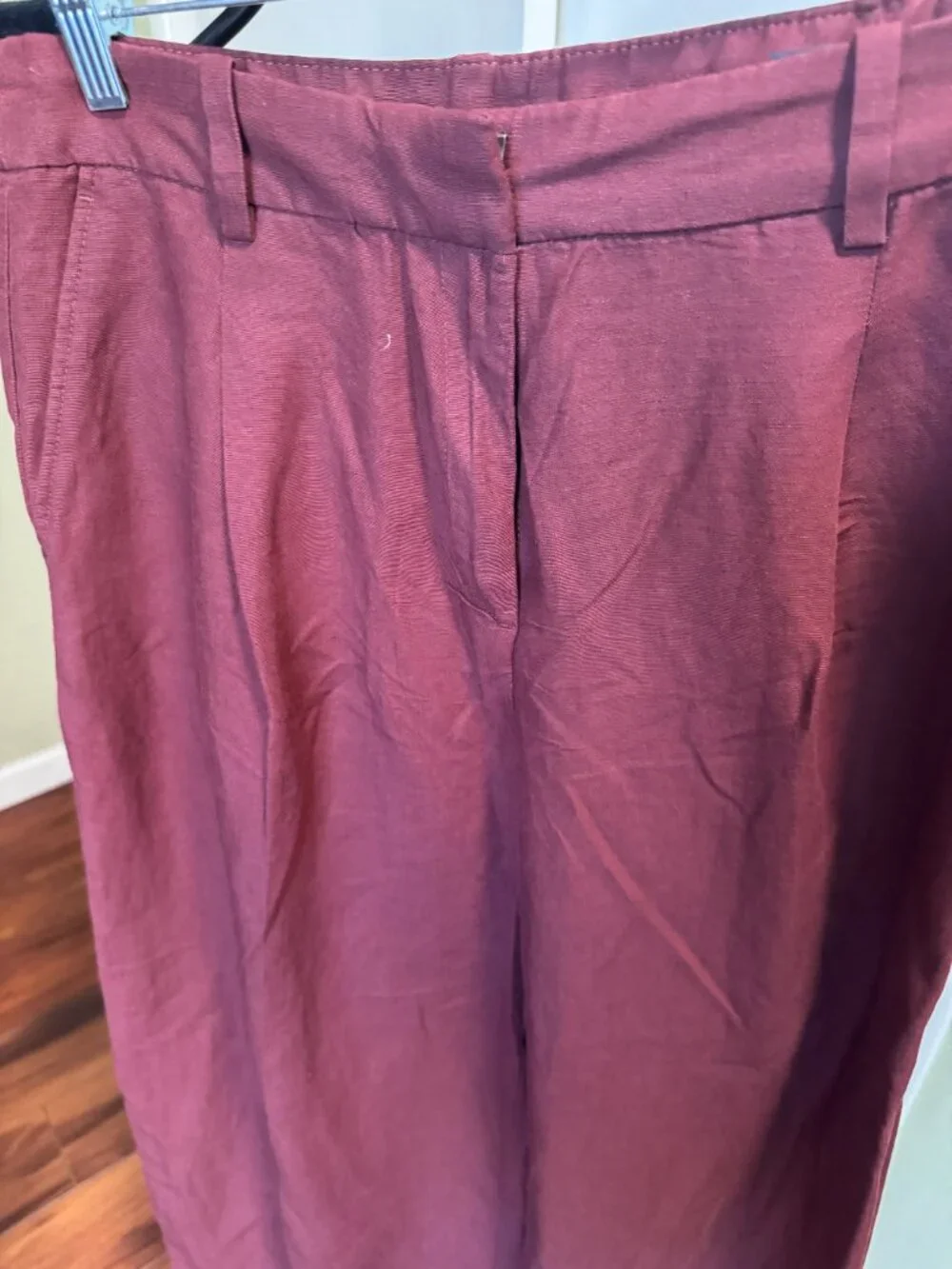 H&M women wide leg hi-waist linen blend one pleat pant size 6 new with tag